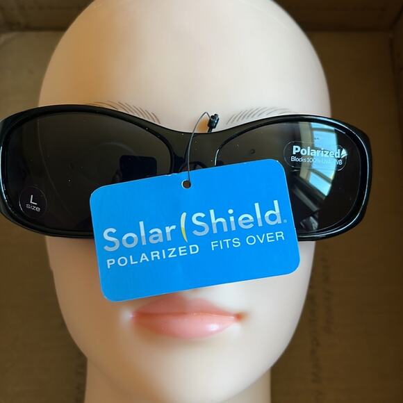 Solar Shield Fits Over Polarized Sunglasses Black Silver L - Picture 3 of 9